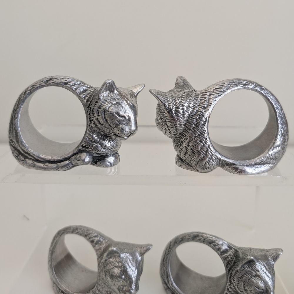 ARTHUR COURT Set of 10 Vtg Sleepy Kitten Cat Napkin Rings Kitty Cats Lover - Picture 11 of 15